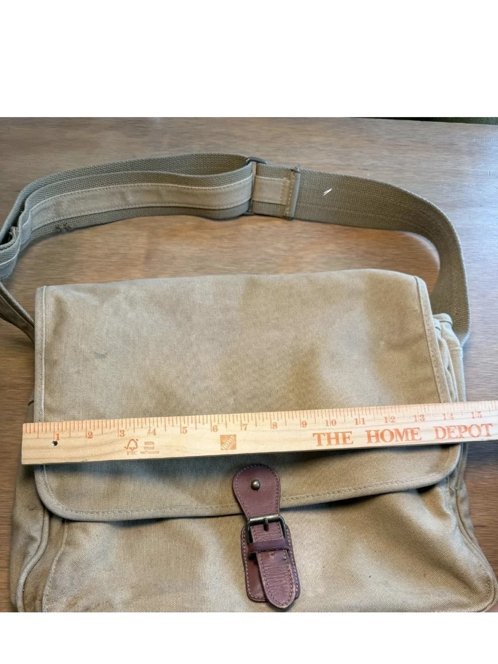 VTG 90s Banana Republic Flap Crossbody Messenger Bag Tan Brown Canvas Leather